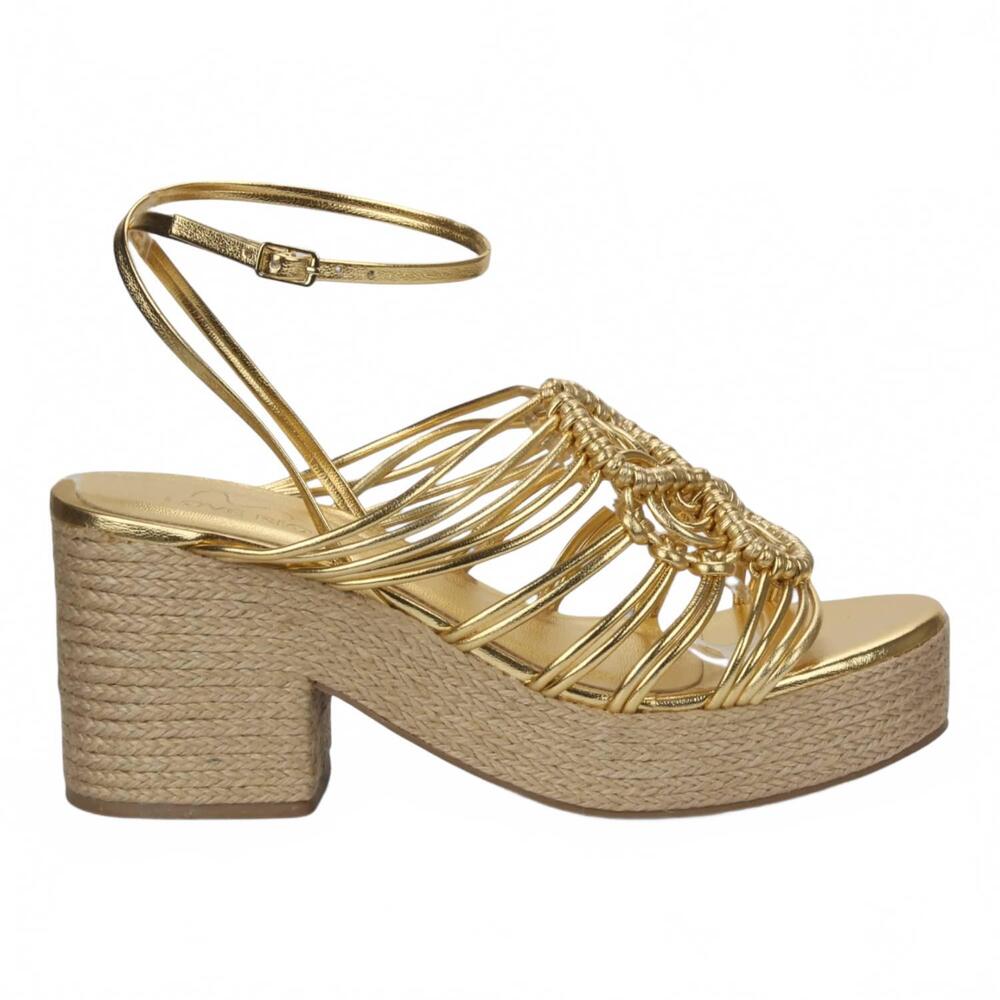 NEW LOVE RIO women's marigold strappy rope wedge in gold